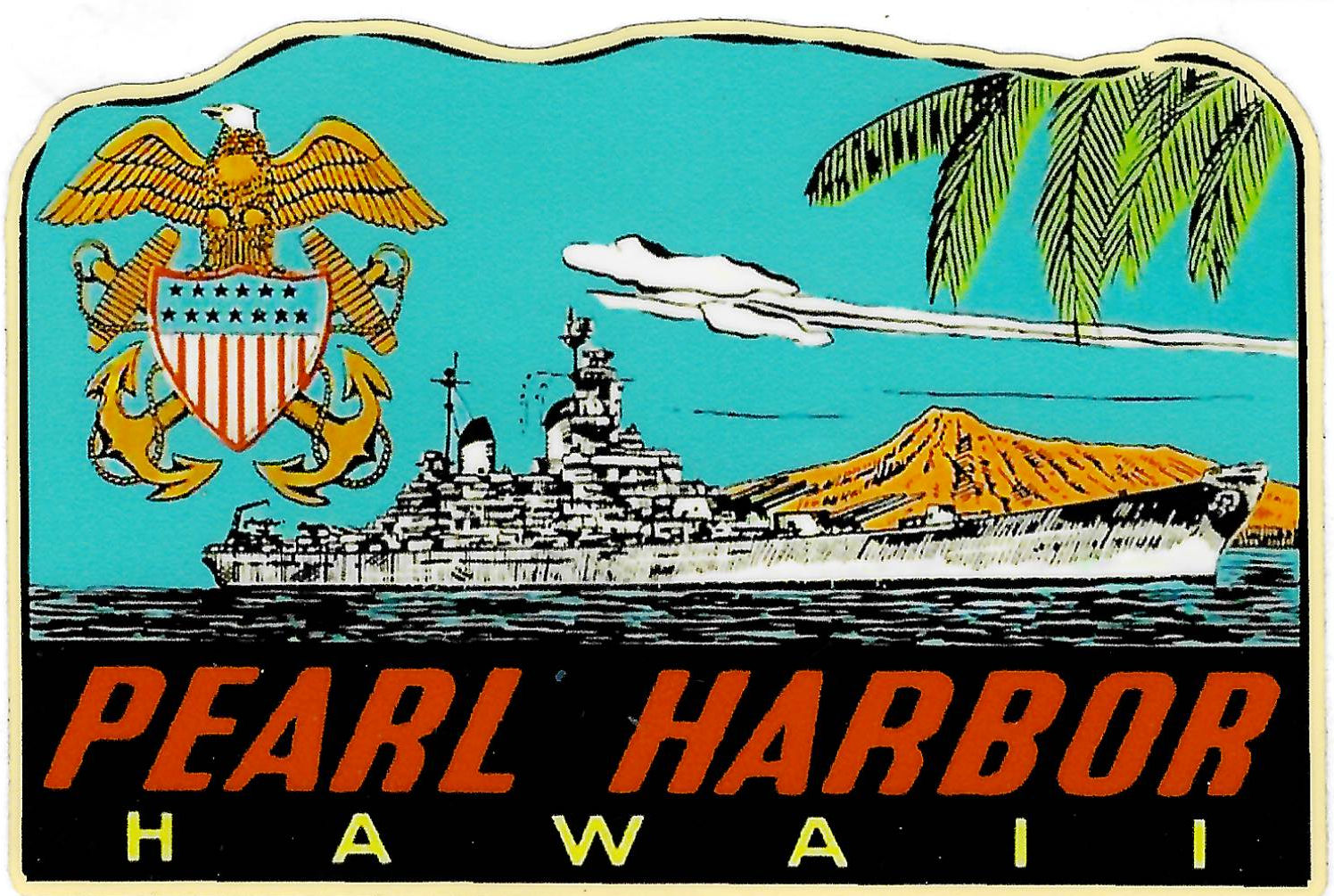 (image for) Hawaii (2) Pearl Harbor Hawaii Vintage Vacation Stickers